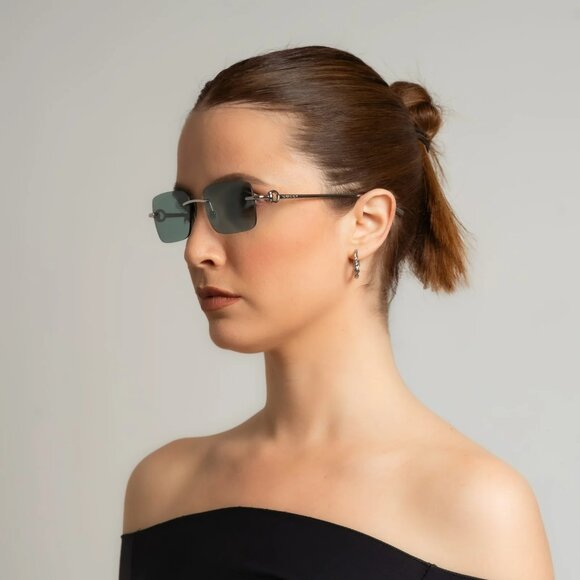 Gucci Men Sunglasses Silver Blue Rectangle GG1703S 003 BRAND NEW - Picture 11 of 15